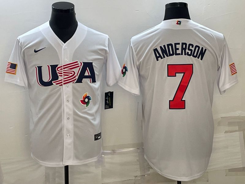 Men 2023 World Cub USA #7 Anderson White Nike MLB Jersey10->more jerseys->MLB Jersey